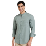 Men's Cotton Shirt | Chinese Collar | Casual | Plain | Full Sleeve | Summer - Regular Fit