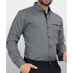 Men's Regular Fit Solid Soft Touch Cotton Casual Shirt with Pocket Design with Spread Collar & Full Sleeves